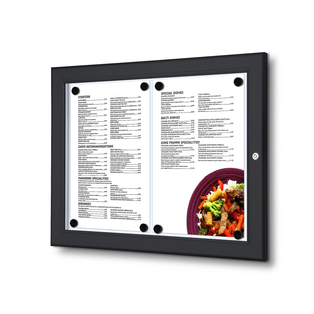 Vitrina Porta Menú Exterior 2xA4 (Negro)